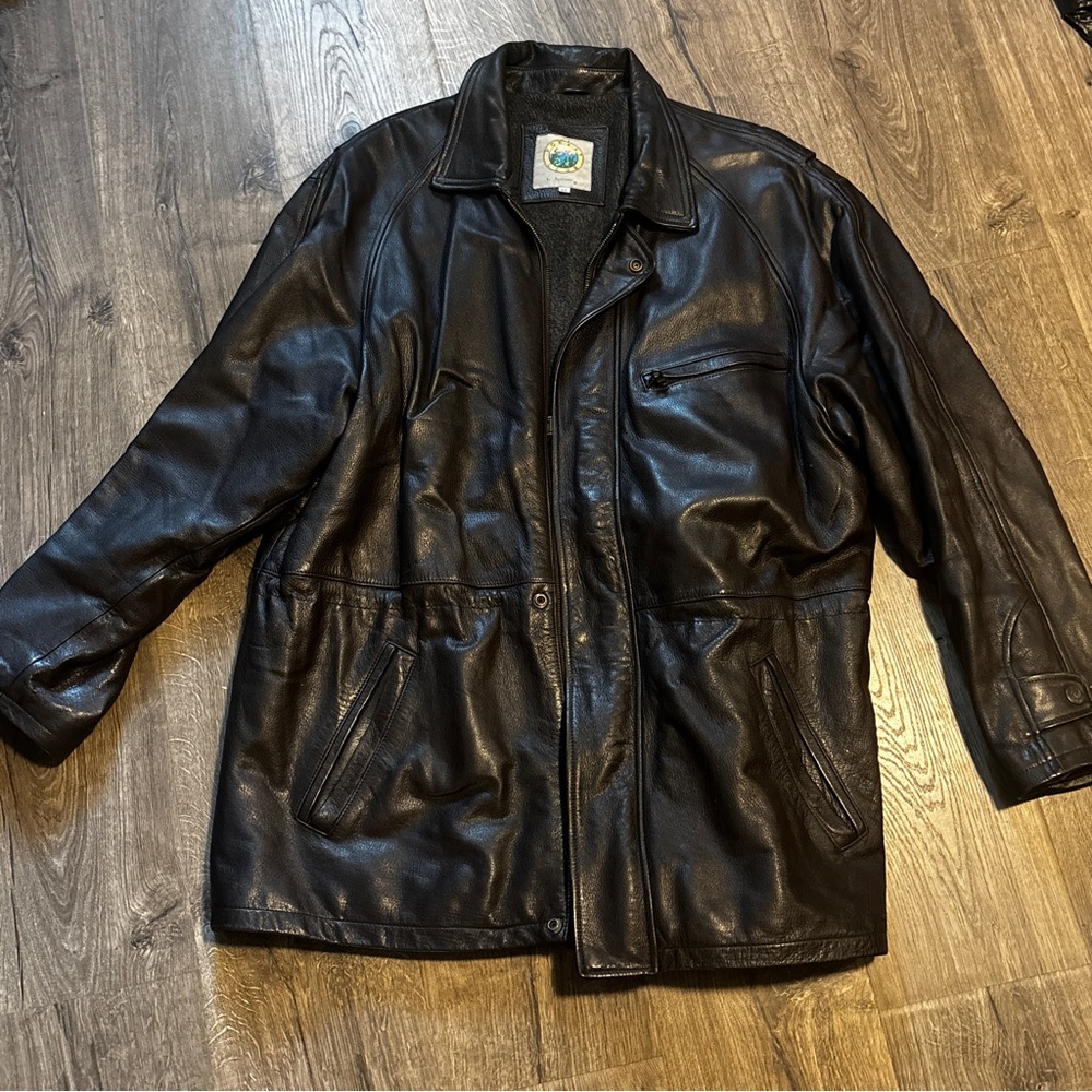 Forest Club Black Leather Men's Jacket